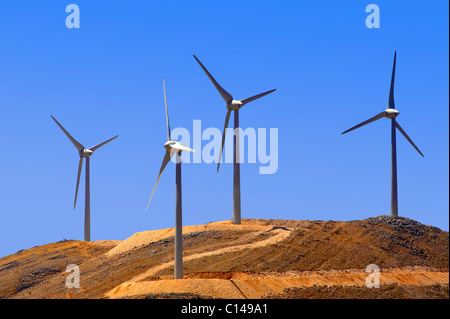 Windpark auf Kefalonia, Ionische Inseln, Griechenland. Stockfoto