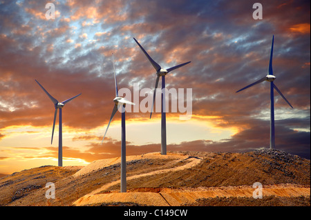 Windpark auf Kefalonia, Ionische Inseln, Griechenland. Stockfoto