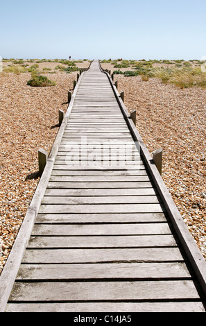 Fußweg zum Strand von Dungeness, Kent, von der Heritage Lottery Fund zur Verfügung gestellt. Stockfoto