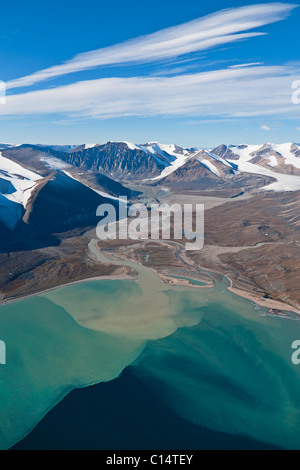 Aerial Landschaft von Jungs Bight, Baffininsel, Nunavut, Kanada. Stockfoto