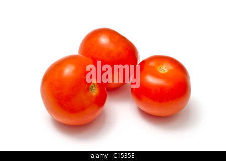 Tomaten, die isoliert auf weißem Hintergrund Stockfoto