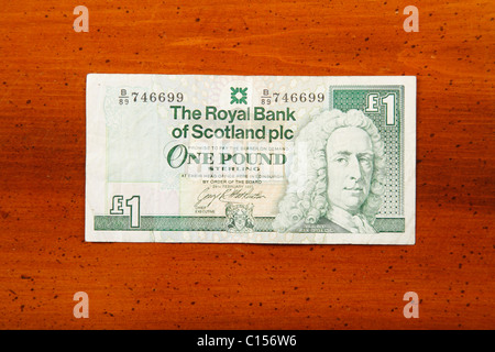 Ein Pfund schottischen Banknote auf Tabelle mit Lord Ilay Stockfoto