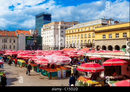 Dolac Blumenmarkt [Tržnica Dolac], Zagreb, Kroatien Stockfoto