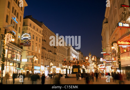 Weihnachten Straße Nachtszene, Wien, Österreich, Europa Stockfoto