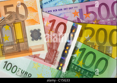 Euro-Geld-Banknoten Stockfoto