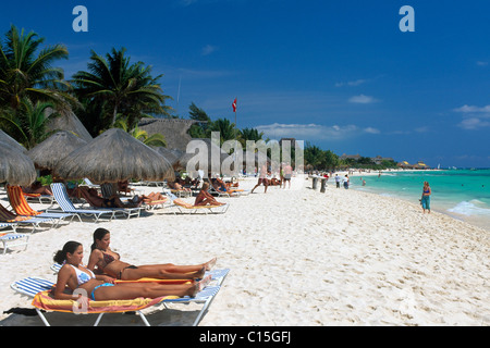 Playa del Carmen, Strand entlang der Riviera Maya, Riviera Maya, Yucatan, Mexiko Stockfoto