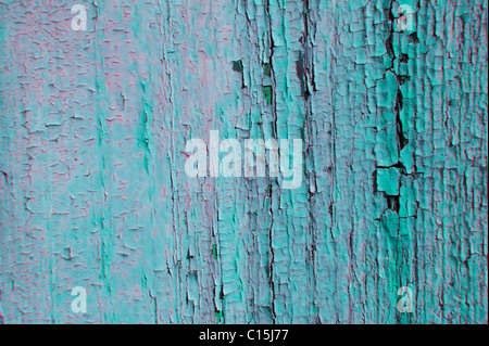 blaue abblätternde Farbe Hintergrund hautnah Stockfoto
