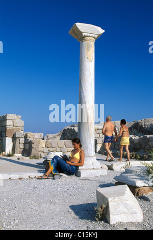 Ruinen, Säule, Agios Stefanos Basilika, Kos, Dodekanes, Griechenland, Europa Stockfoto