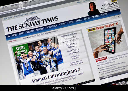 Sunday Times Online-Nachrichtenportal Stockfoto