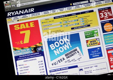 Website von Ryanair Budget airlines Stockfoto