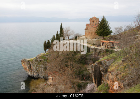 Kirche St. John bei Kaneo am Ufer des Lake Ohrid in Mazedonien Stockfoto