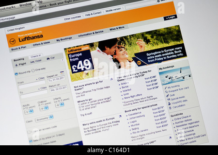 Website von Lufthansa Airlines Stockfoto