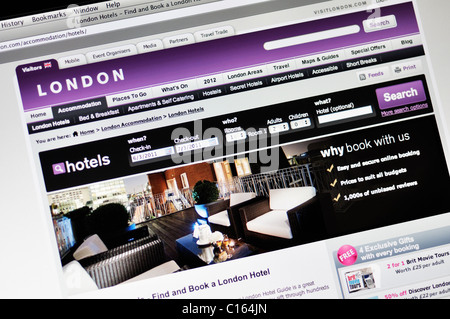 London Hotel buchen und Website Tourist guide Stockfoto