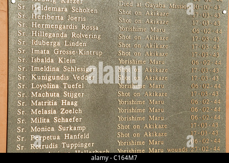 Gedenktafel Inserat Nonnen in WWII, Alexishafen, Madang, Papua Neuguinea, Melanesien ermordet Stockfoto