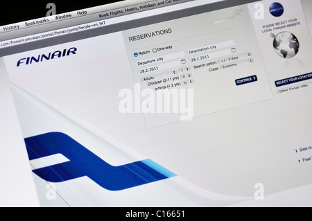 Website von Finnair Airlines Stockfoto