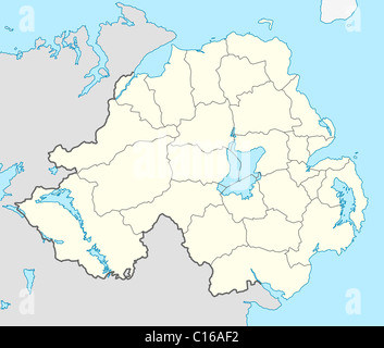 Landkarte von Nordirland in Europa dargestellt. Stockfoto