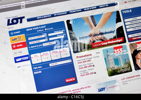 LOT Polish Airlines Webseite Stockfoto