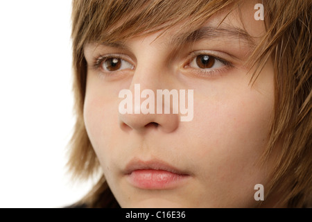 Gesicht des 13-Year-Old Boy, Nahaufnahme Stockfoto
