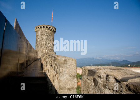 Mittelalterlichen Stadtmauer in Hostalric, Costa Brava, Katalonien, Spanien, Europa Stockfoto