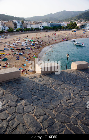 Blick auf Tossa de Mar aus einer mittelalterlichen Altstadt, Katalonien, Spanien, Europa Stockfoto