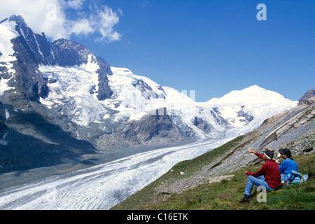 Montieren Sie, Großglockner, Pasterzengletscher, Hohe Tauern Bereich, Kärnten, Österreich, Europa Stockfoto