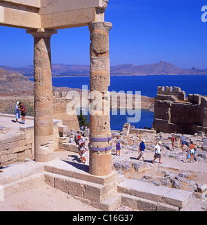 Die Akropolis Lindos, Rhodos, Dodekanes, südliche Ägäis, Griechenland Stockfoto