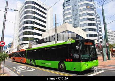 Lokale Busse, Manieren Street, Wellington, Region Wellington, Nordinsel, Neuseeland Stockfoto