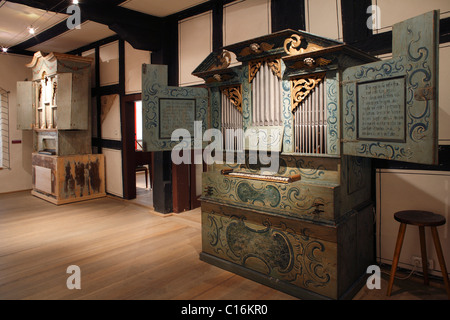 Orgelbaumuseum, Orgelbau-Museum in der Burg Hanstein, Ostheim Vor der Rhön, Rhön-Grabfeld, Franken, Niederbayern Stockfoto