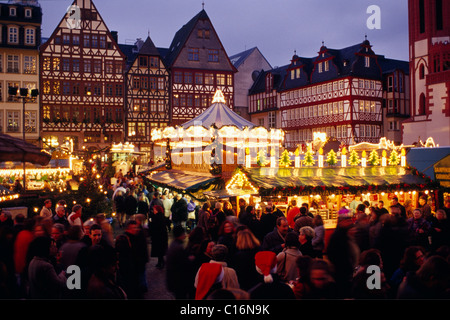 Weihnachtsmarkt am Römer, Frankfurt am Main, Hessen, Deutschland, Europa Stockfoto