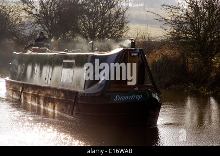 Narrowboat auf der Leicester Line des Grand Union Canal nahe Foxton Locks, Market Harborough, Leicestershire Stockfoto