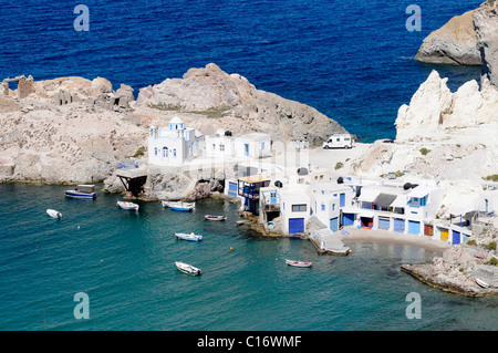 Firopotamos, kleine Fischerei Hafen, Insel Milos, Kykladen, Griechenland, Europa Stockfoto