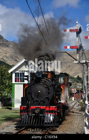 Dampfzug auf Ferrymead Heritage Park, Ferrymead, Christchurch, Region Canterbury, Südinsel, Neuseeland Stockfoto