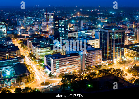 Luftaufnahme der Stadt bei Nacht nach Nordosten Nairobi Kenia Stockfoto
