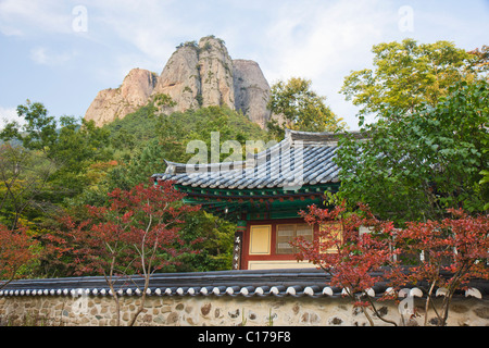 Juwang Berg- und Daejeon Tempelbau und Wand Stockfoto