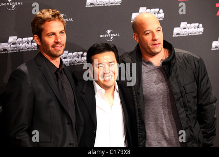 Justin Lin, Paul Walker, Vin Diesel Deutsch-premiere von "Fast & Furious" im Ruhrpark-Kino UCI Kino Bochum, Deutschland - 17.03.09 Stockfoto