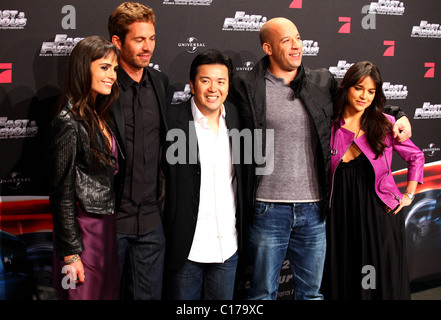 Jordana Brewster, Paul Walker, Justin Lin, Vin Diesel, Michelle Rodriguez Deutsch-premiere von "Fast & Furious" im UCI Ruhrpark Stockfoto