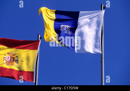 Spanien, Kanarische Inseln, die Nationalflagge Stockfoto
