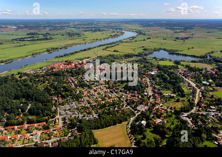 Areal Ansicht, Hitzacker, Fluss Elbe, Niedersachsen, Deutschland, Europa Stockfoto