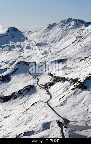 Großglockner Hochalpenstraße, Mt. Fuscherlacke, Mitterertoerl und Hochtor, Margroetzen, Blick vom Edelweissspitze Stockfoto