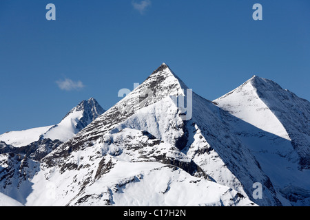 Mt. Großglockner, Sonnenwelleck, Fuscherkarkopf, Blick vom Großglockner Hochalpenstraße, Nationalpark Hohe Tauern, Stockfoto