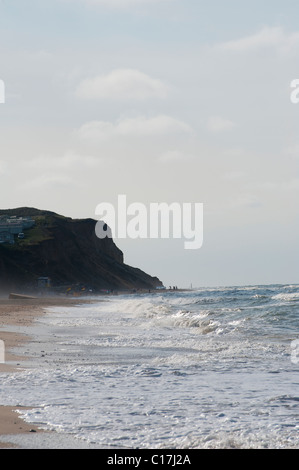 Wellen auf den Strand bei Cromer in Norfolk, England. Stockfoto