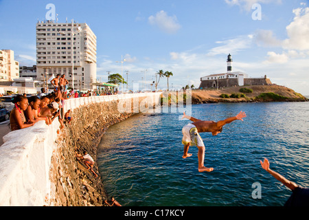 Farol de Barra (Leuchtturm), Forte de Santo Antonio da Barra, Salvador, Brasilien Stockfoto