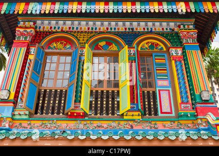 Historischen bunte Peranakan-Reihenhaus in Singapur Stockfoto