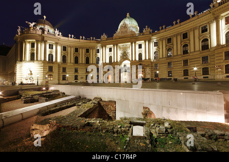 Archäologische Ausgrabungen am Michaelerplatz, Michaeler Trakt der Hofburg Imperial Palace, Alte Hofburg, Wien, Österreich, Europa Stockfoto