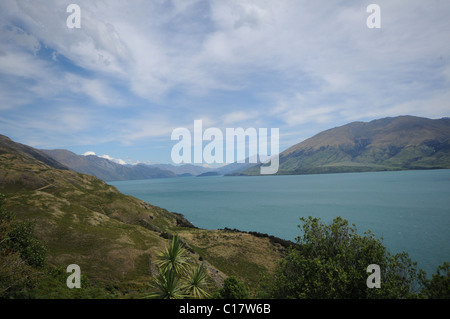 Blick auf Lake Hawea, Wanaka, Region Otago, Südinsel, Neuseeland Stockfoto