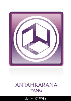 Antahkarana YANG Symbol Symbol in ein Veilchen runden Platz. Vektor-Datei zur Verfügung. Stockfoto