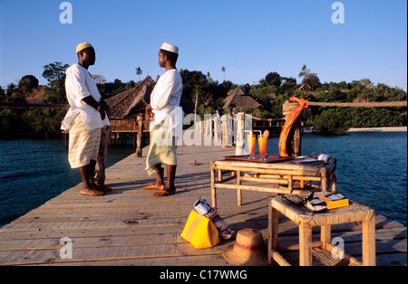 Tansania, Sansibar-Archipel, Insel Pemba, Ponton von Fundu Lagoon Stockfoto