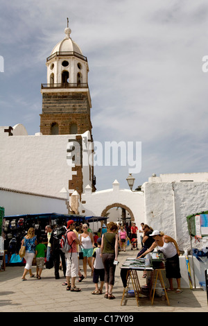 Verkaufsoffener Sonntagsmarkt in Teguise, Lanzarote, Kanarische Inseln, Spanien, Europa Stockfoto