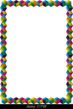 Rechteckige mehrfarbige Würfel Frame auf weißem Hintergrund. Stockfoto