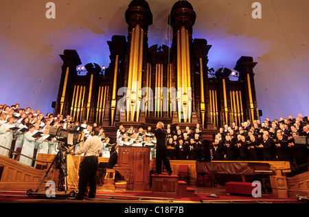 USA, Utah, Salt Lake City, Mormone Chor an der Hütte Stockfoto